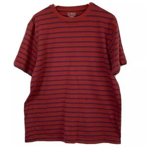 LL Bean Shirt Traditional Fit Mens Size Large Reg Blue Red Retro Stripes